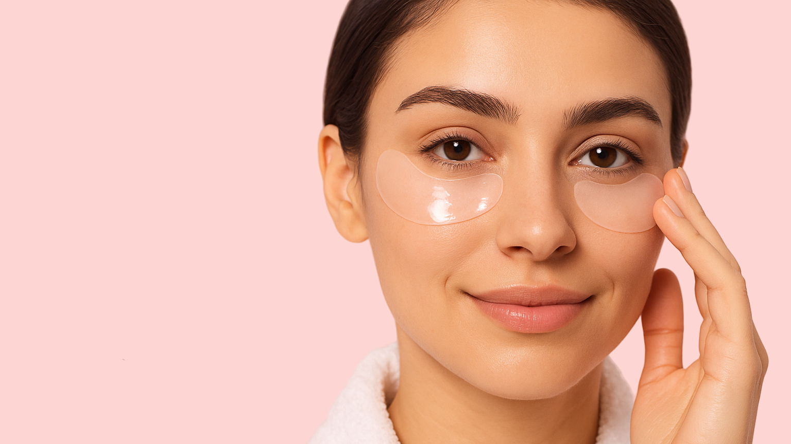 Woman wearing Vydra HydraGlow Eye Patches